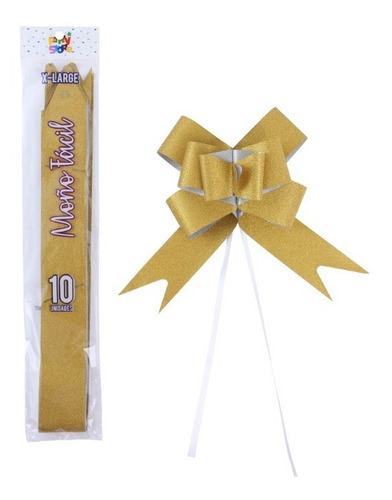 Imagen 1 de 5 de Moño Facil Gigante Glitter X 10 U. Regalo Adorno Colores