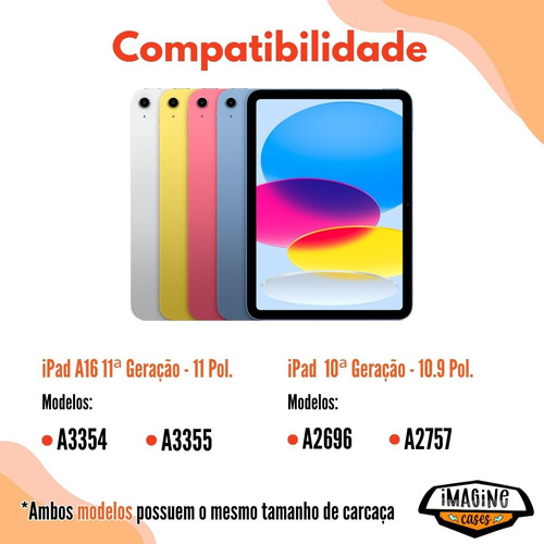 Capa Anti Impacto Com Alça Para iPad A16 11a A3354 A3355