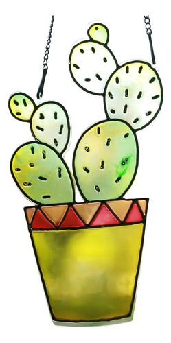Atrapa Sol De Acrílico Diseño Maceta Con Cactus Para Ventana