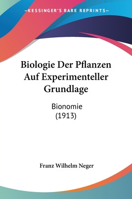 Libro Biologie Der Pflanzen Auf Experimenteller Grundlage...