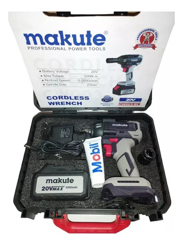 Llave De Impacto Makute 20v, 500n/m, Bat 4.0ah, Maletin