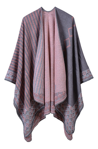 Bufanda Tipo Cárdigan Estilo Pashmina A Rayas Poncho Outwear