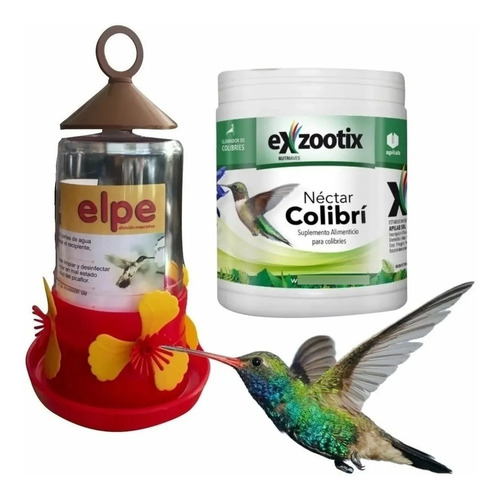 Imagen 4 de 9 de Bebedero Kit + Alimento Nectar Picaflor Colibri Exzootix