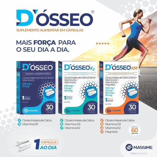 D'osseo Km 30 cápsulas - Calcio, magnesio, D3 y K2 - Massime