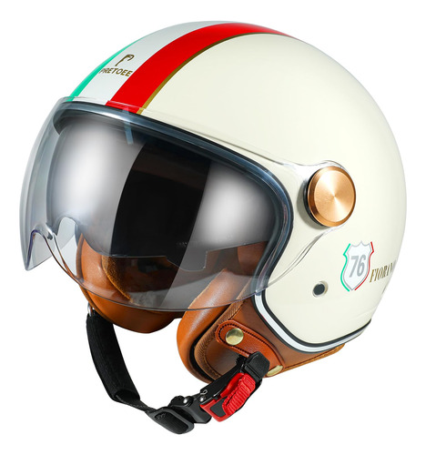 Casco De Motocicleta Vespa De Cara Abierta, Casco Clasico Re