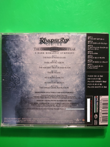 Rhapsody - The Cold Embrace Of Fear A Dark Romantic Symphony (Usado)