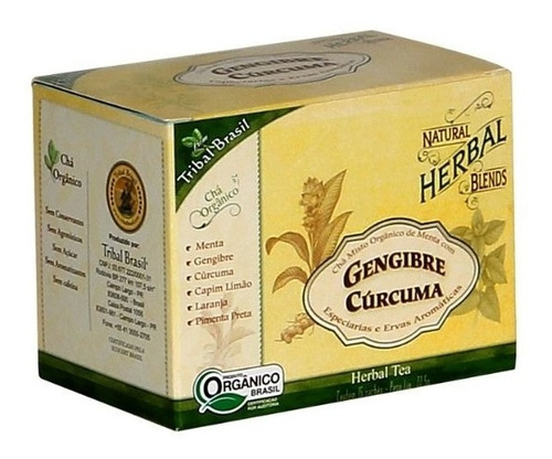 Chá Orgânico Gengibre Cúrcuma Capim Limão Tribal Termogênico