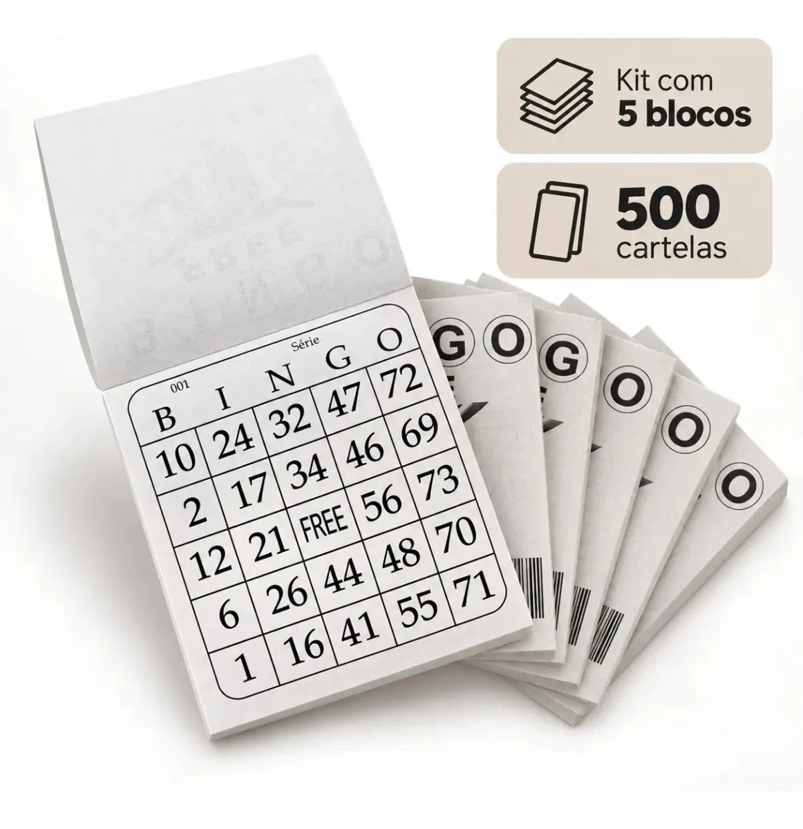Kit 5 Blocos Jogo Bingo 500 Cartelas Free Papel 11x10cm