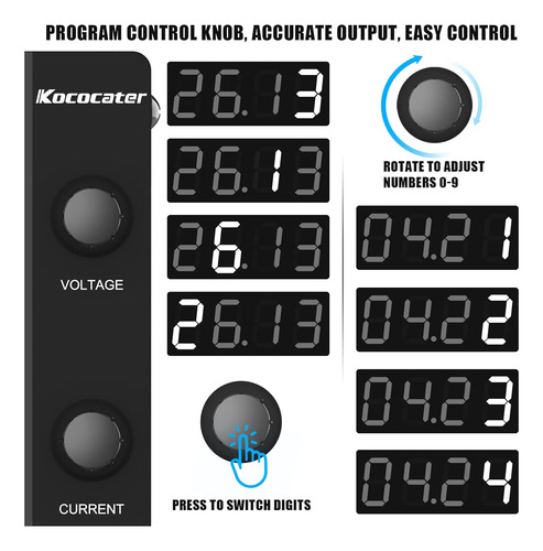 Ikococater Fuente De Alimentación Cc Variable 30v 10a Con In