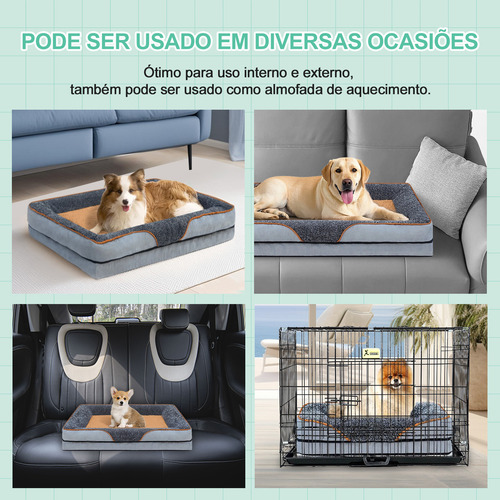 Cama Caminha Cachorros Pet Confortável Memória Ortopédica Base Antiderrapante E Capa Lavável Médio 75x50x12