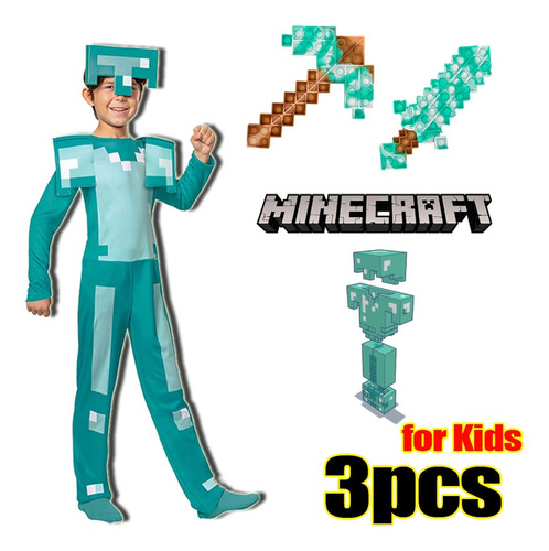 Disfraz Infantil De Minecraft Diamond Armor Deluxe Con Pico