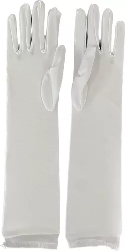 Par Guantes Largos Blancos Mujer Tela Stretch 38cm Largo