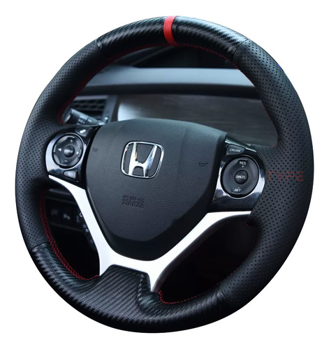 Cubre Volante Funda Forro Honda Civic 2012-15 Piel G Y Fibra