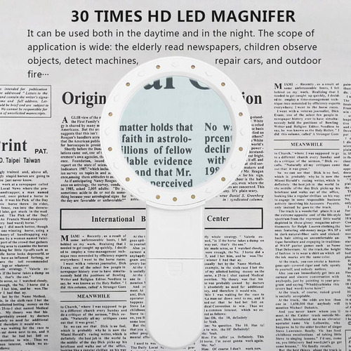 Lupa De Mano 30x, Lente De Aumento De Lectura Para Leer