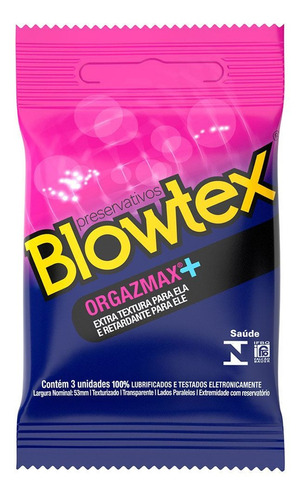 Imagem 1 de 1 de Preservativo  Texturizada E Retardante 3 Uni Blowtex