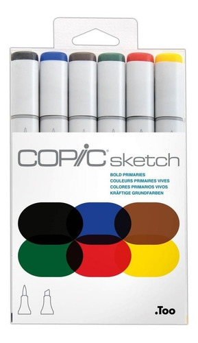 Marcadores Copic Sketch X 6 Primarios Vivos Doble Punta