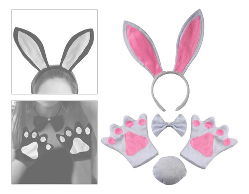 4x Bunny Costume Set Diadema Con Orejas De Conejo Ligero