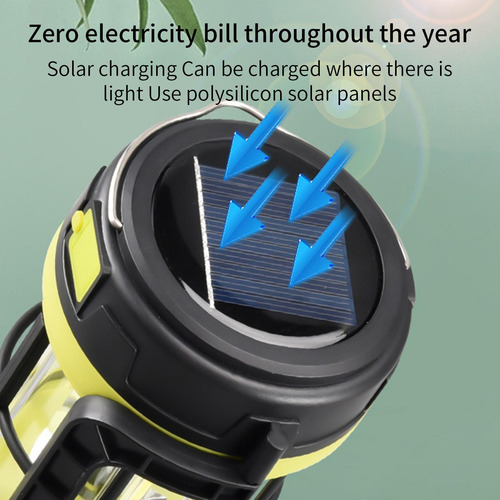 Linterna Solar Lámpara Led Recargable Para Camping Y Emergen
