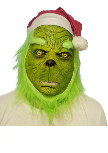 Máscara Grinch Verde Monstro Noel Com Luvas Fantasia Natal