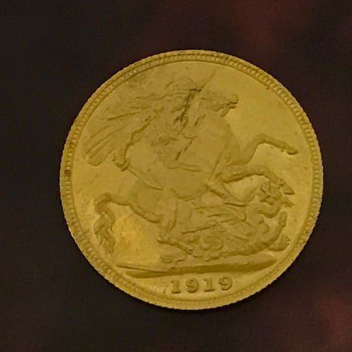 Moeda Libra Esterlina Ouro Puro 22k-8gr. Ano 1919 (Usado)
