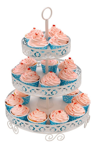 Soporte Para Cupcakes D30 H42cm Metal Blanco