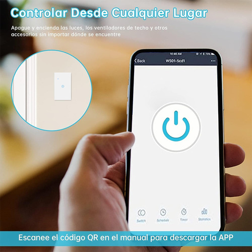 Interruptor Luz Pared Inteligente Wifi 1 Vías Con Neutro