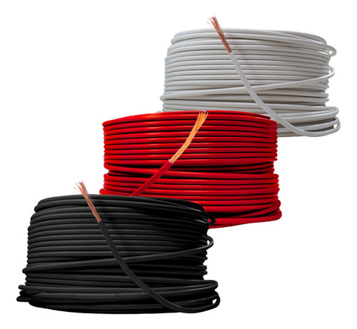 Kit 3 Cables Eléctrico Cal 12 Color Blanco, Negro Y Rojo 50m