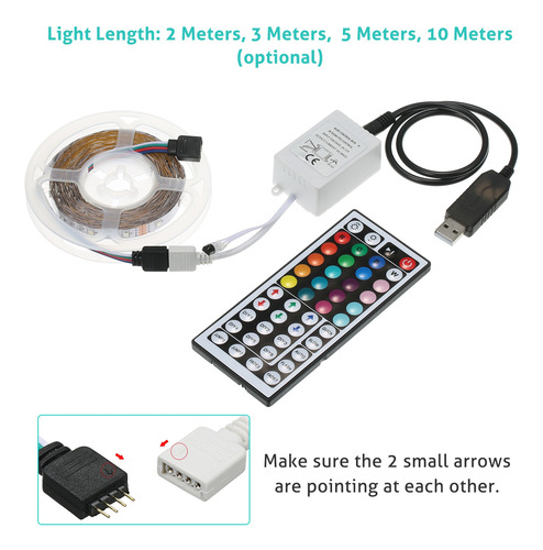 Imagen 5 de 9 de Leds Tira De Luz Conjunto Usb Rgb Flexible Led De La Cuerda