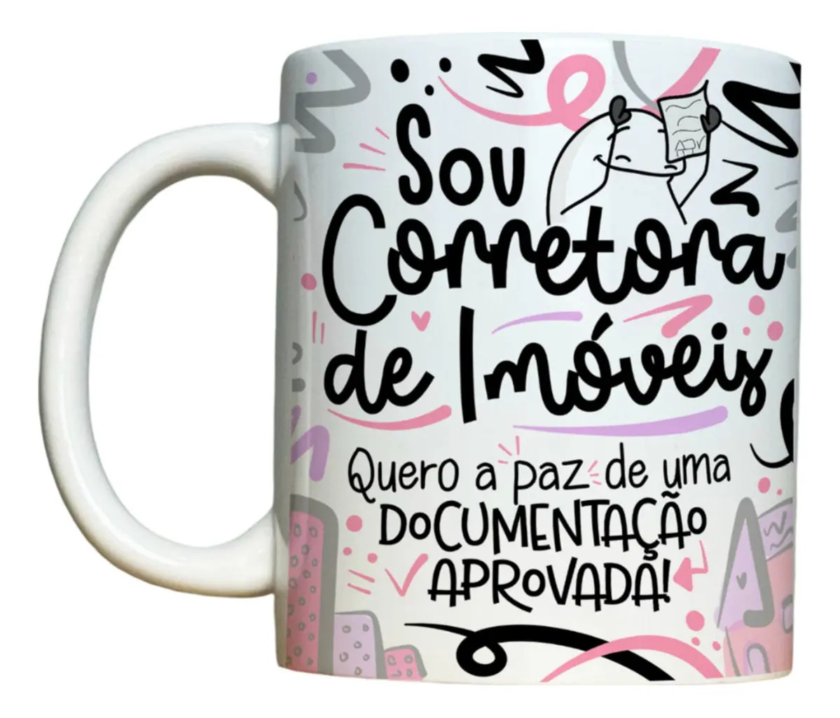 Caneca de Porcelana 325 mL Corretor de Imóveis Flork
