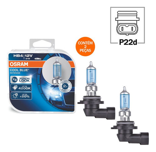 Lâmpada Farol Hb4 12v Cool Blue Osram 9006cbnhb4hcbduo 2un.