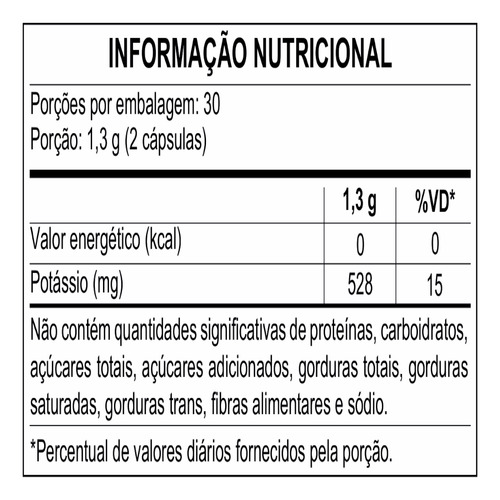 Suplemento Mineral De Potássio Apisnutri 60 Cápsulas