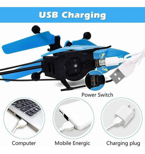 Helicóptero De Control Remoto Recargable Con Led Dos Canales
