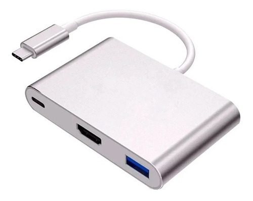 Convertidor Adaptador Micro Tipo C A Hdmi + Usb 3,0 + Tipo C