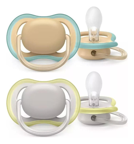 Chupeta Ultra Air 0-6m Lisa Amarela Cinza C/2 Philips Avent