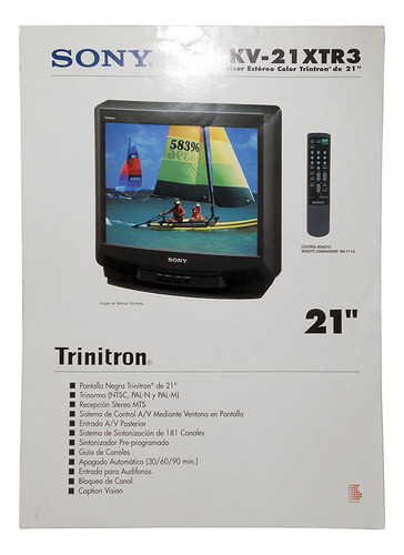 Folleto Promocional Sony Tv 21 Trinitron Kv-21 Xtr3 - 1996 (Usado)