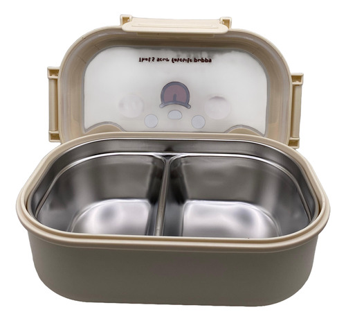 Tupper Lonchera Escolar Hermética Con Divisiones Perrito Perrito Beige Animales