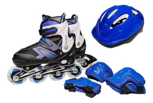 Kit Patines Semiprofesionales Blades Casco Y Protección Azul