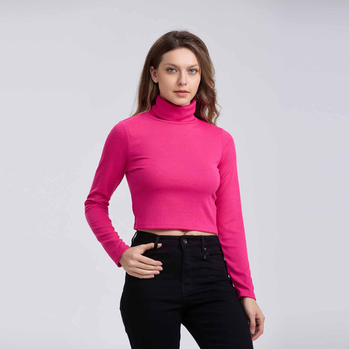 Polera Mujer Rib Lisa Magenta Fashion's Park