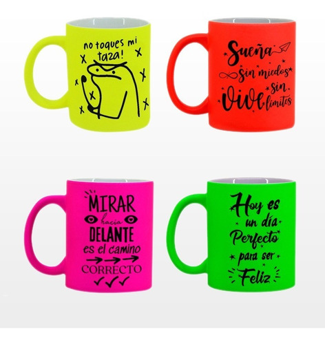 Taza Neón Fluorescente Personalizada Sublimada A Color