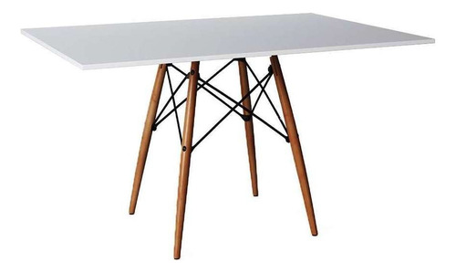 Mesa De Jantar Retangular Eiffel Wood Branca 120 Cm Cor Branco