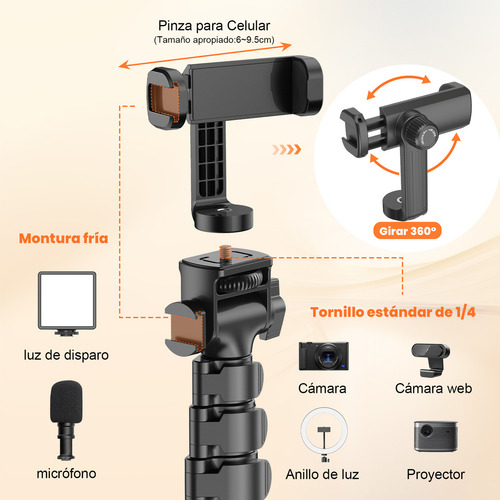 Toneof 170cm Tripié Para Celular Y Cámara, Palo Selfies Soporte con Control Remoto