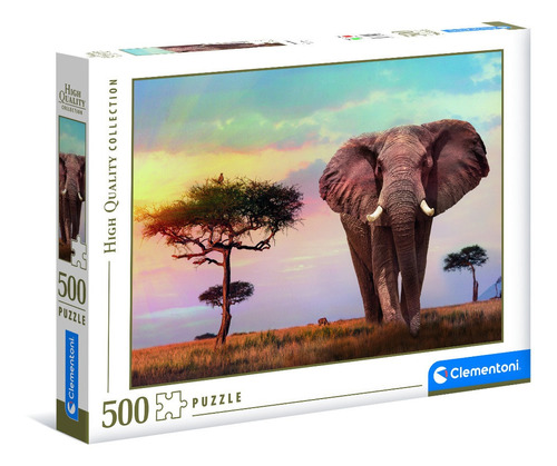 Atardecer En Africa Elefante Rompecabezas 500 Pz Clementoni