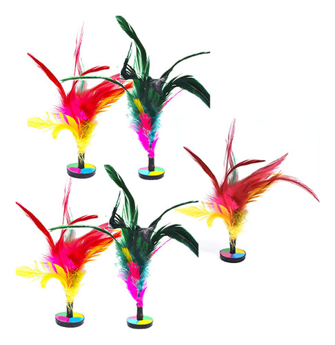 5 Peças Kick Shuttlecock Chinese Jianzi Colorful Feather Foo