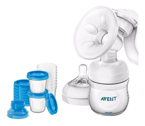 Combo Avent Sacaleche Manual + Vasos Almacenamiento X10