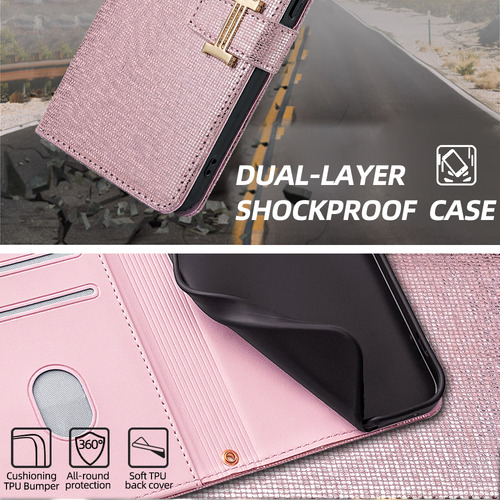 Funda De Piel Con Tapa Anticaída De La Serie Xiaomi Con Soporte Ajustable, Tarjetero, Bolsillo Tipo Cartera, Color Oro