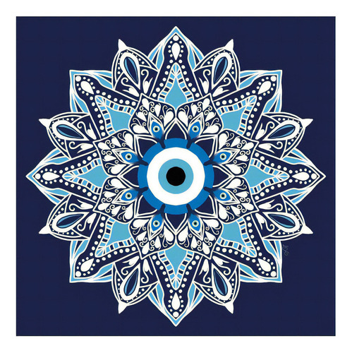 Placa Quadro Acrílico 30x30 Olho Grego Meditação Cor Azul