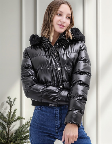 Campera Puffer Abrigada Corta Peluchito