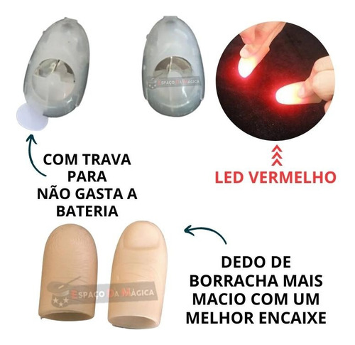 Kit De Magica Baralho Radio 20 Truques Dedo Luz Dedeira Led