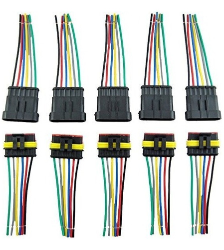 Muyi 5 Kit De 6 Pin Camino 18-14 Awg Conector Impermeable Al