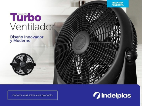 Ventilador de pared y de piso Indelplas IV16 turbo negro con 5 palas, 16" de diámetro 220 V
